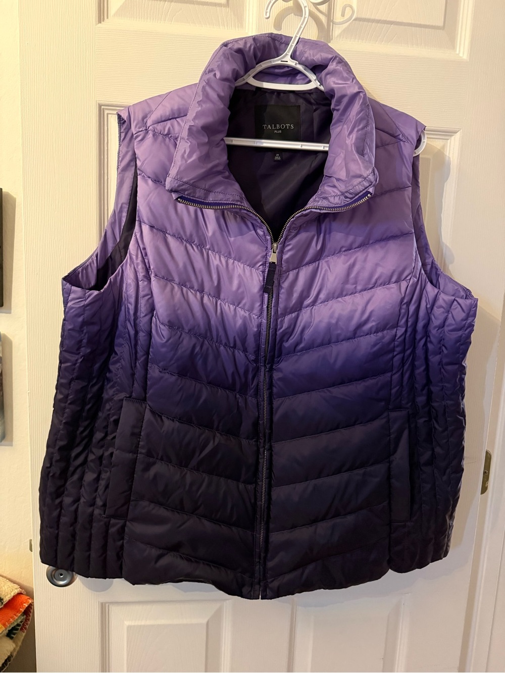 Talbots Purple Ombre Quilted Puffer Vest - Zip Front